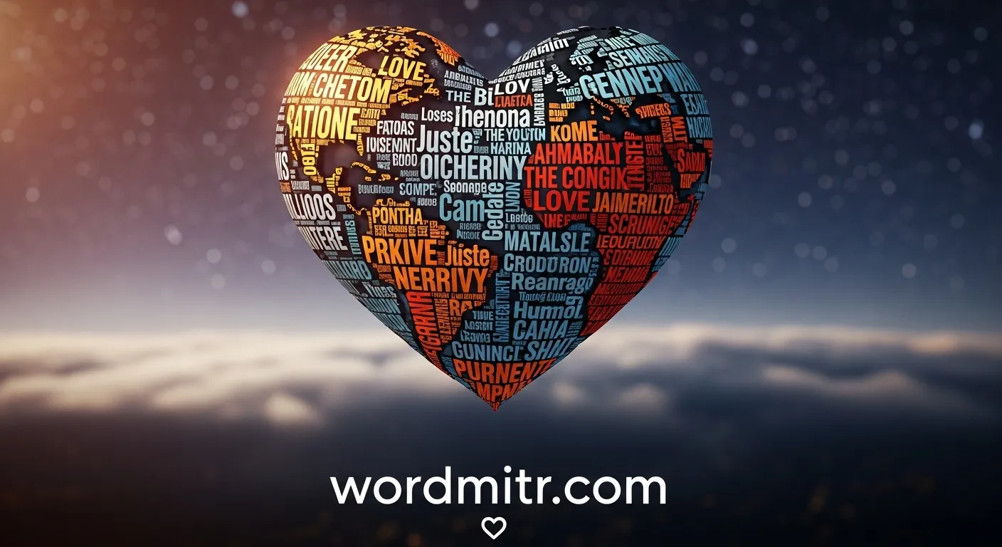 A heart-shaped globe made of words, symbolizing global connection through poetry and quotes